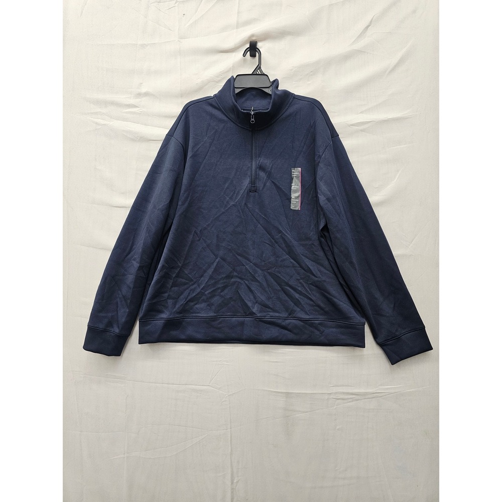 All in Motion Mens Mock Neck 1/2 Zip Pullover Navy Polyester Blend Size 2XL